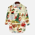 thumbnail image 2 of IROINNID Christmas Long Sleeve Shirt for Men Funny Santa Print Button Up Shirt Gift Xmas Vacation Shirt,Khaki, 2 of 4