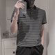 thumbnail image 2 of Ropa Algodón Vintage Camisetas para hombre Top gótico Verano Camiseta para hombre Rayas Ropa de calle Bordado Suave Grunge Jaspeado Básico S, 2 of 4