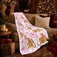 thumbnail image 3 of Kawaii Cartoon Leopard Pink Bows Playful, Playful Artistic Scene, Warm Flannel Blanket for Cabin and Lodge, Wildlife Lovers Housewarming Gift, Playful Home Decor, 3 of 9