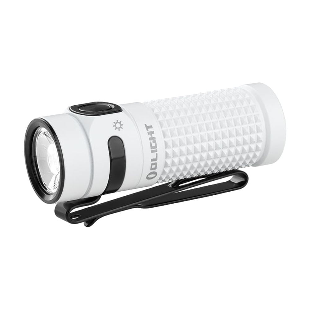 Olight Baton 4 Premium White Rechargeable Flashlight w/Charging Case, 1300 Lum