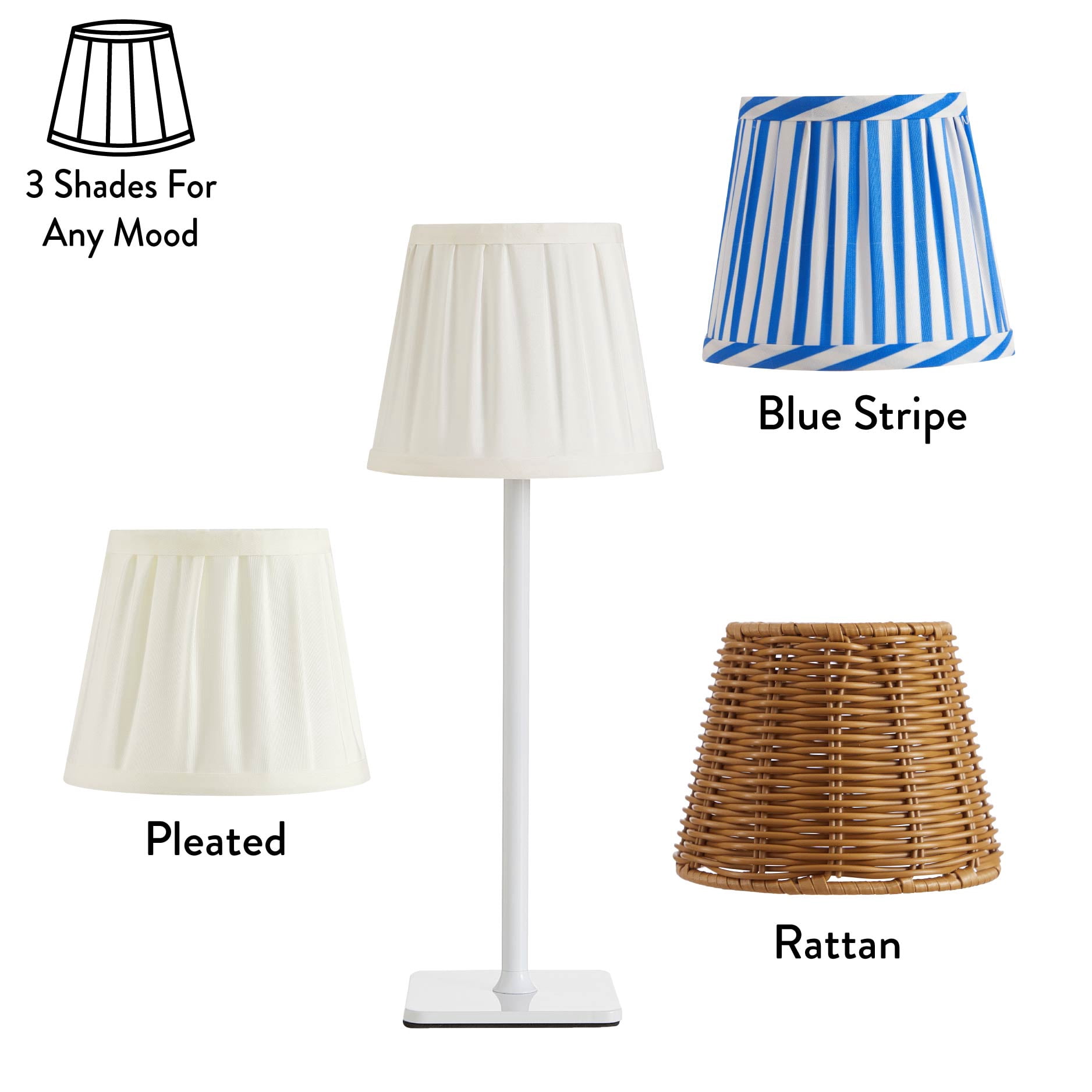 Mainstays 3 in 1 Indoor/Outdoor Rechargable Lamp Set, Stripe
