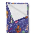thumbnail image 2 of Animal Soft Flannel Fleece Throw Blanket, Funny Cartoon Zoo Star Lion Racoon Rabbit Fox Orchestra Musician, Cozy Plush for Indoor and Outdoor Use, 50" x 70", Blue Violet and Multicolor, by Ambesonne, 2 of 5