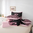thumbnail image 6 of Erosebridal Chic Cheetah Pattern 7-Piece Twin Bedding Sets,Pink Glitter Print Bowknot Letter R Bedding Comforter Set For Girls Kids,Reversible pink, 6 of 7