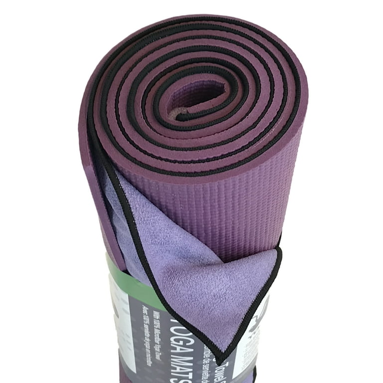 YogaRat RatMat Yoga Mat & Yoga Towel Set, Violet Mat and Purple/Black Towel  