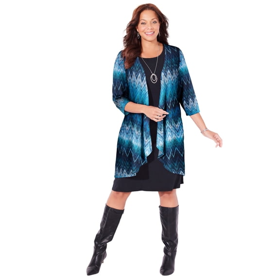 Catherines Women's Plus Size Chevron Shadow Jacket Dress