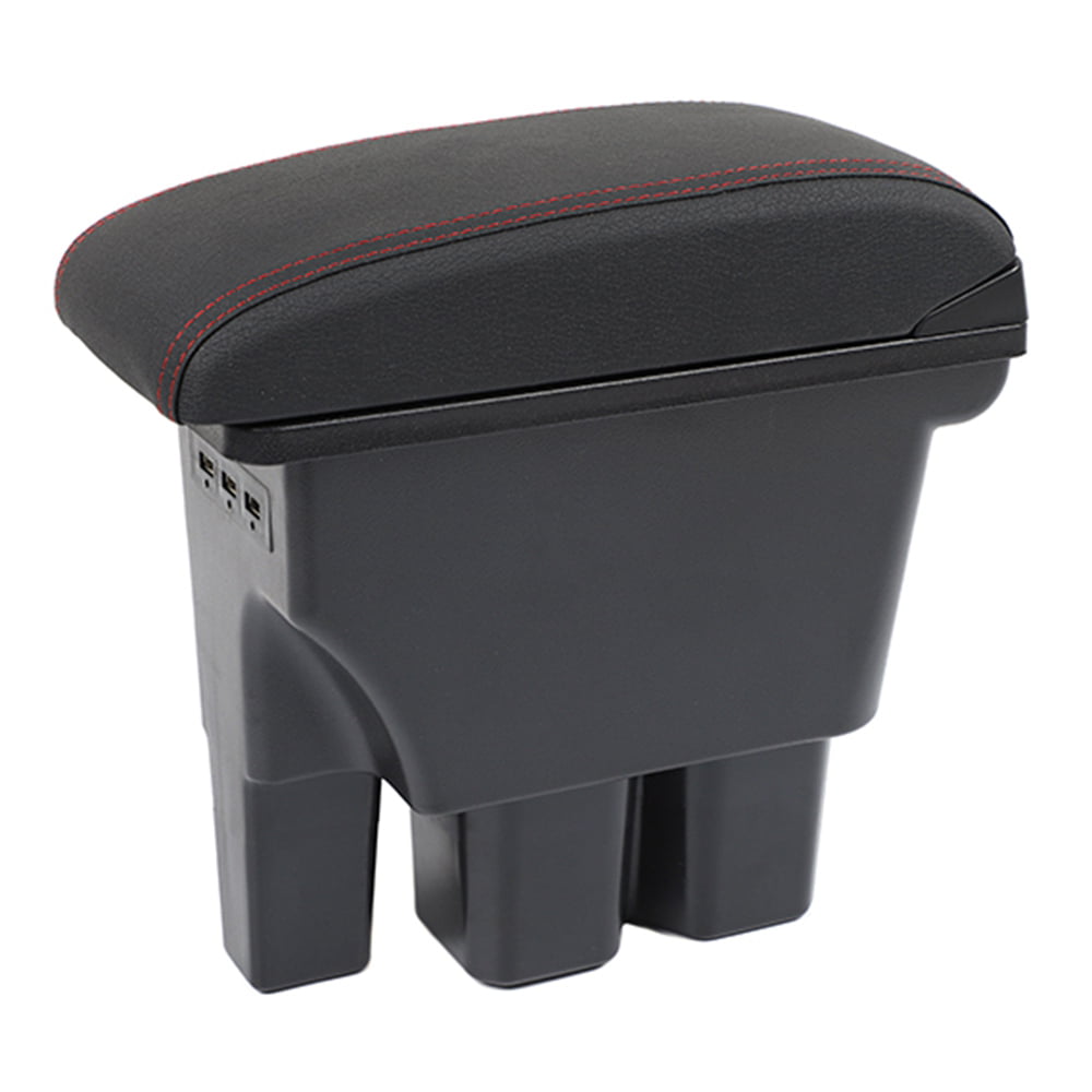 Black Line ABS/Leather Inner Center Armrest Box Cover For Suzuki Jimny 2019-2020