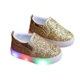thumbnail image 2 of Toddler Girl Boots,Girls Fashion Sneakers with Flashing LED Lights Sparkly Casual Shoes Breathable Platform Sole Comfortable Kids Shoes for Play and Nighttime,Toddler Snow Boots,Gold,3-3.5 Years, 2 of 9