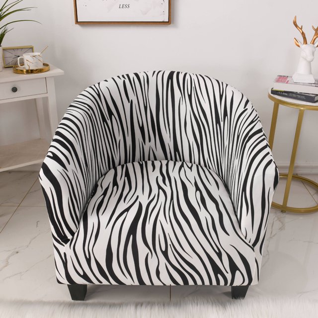 Funda protectora para sillón Club (blanco y negro) - Muy elástica - Desmontable y lavable - Protección de muebles para salón