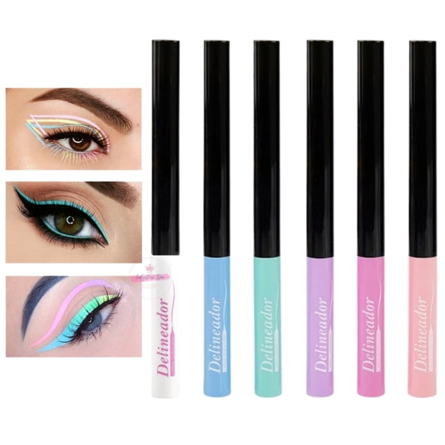Pack de delineadores de ojos, 6 unidades, maquillaje profesional Max Belle de larga duración