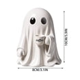 thumbnail image 7 of Cute Halloween Ghost Figurine, White Ghost Statue with Coffee Cup Design, Funny Tabletop Decor for Home, Shelf, Desk, Party and Holiday Decoration, 7 of 7