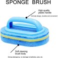 thumbnail image 3 of Cepillo de limpieza, esponja de limpieza de baño, esponja de limpieza de cocina, bañera, inodoro, pared, piso, azulejo, cepillo de limpieza con mango (azul) (2 piezas), 3 of 5