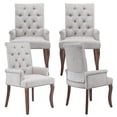 thumbnail image 2 of PAPROOS Upholstered Dining Chairs Set of 4, Chenille Fabric Tufted Dining Room Chair with Curved Solid Wood Legs, Modern Accent Dining Chair with Arm, Armchair for Kitchen, Living Room, Beige, 2 of 11