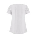 thumbnail image 6 of WCMZJ Women's V Neck Shirts Dressy Casual Ruffle Sleeve Blouses Loose Fit Pleated Front Summer Tunic Tops White 2XL, 6 of 7
