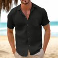 thumbnail image 2 of Camisa informal clásica con bolsillos para hombre, de lino, para el verano, lavable a máquina, 2 of 6