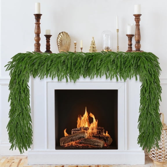 Artificial Christmas Garland, 59 Inch Norfolk Pine Garland for Fireplace Mantel, Faux Greenery Garlands for Wall Table Staircase Christmas Decor Decor Indoor Outdoor