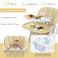 thumbnail image 4 of Sejoy 4 Wheels Baby High Chair for Toddlers, Foldable High Chair with Adjustable Seat Heigh, Beige, 4 of 9