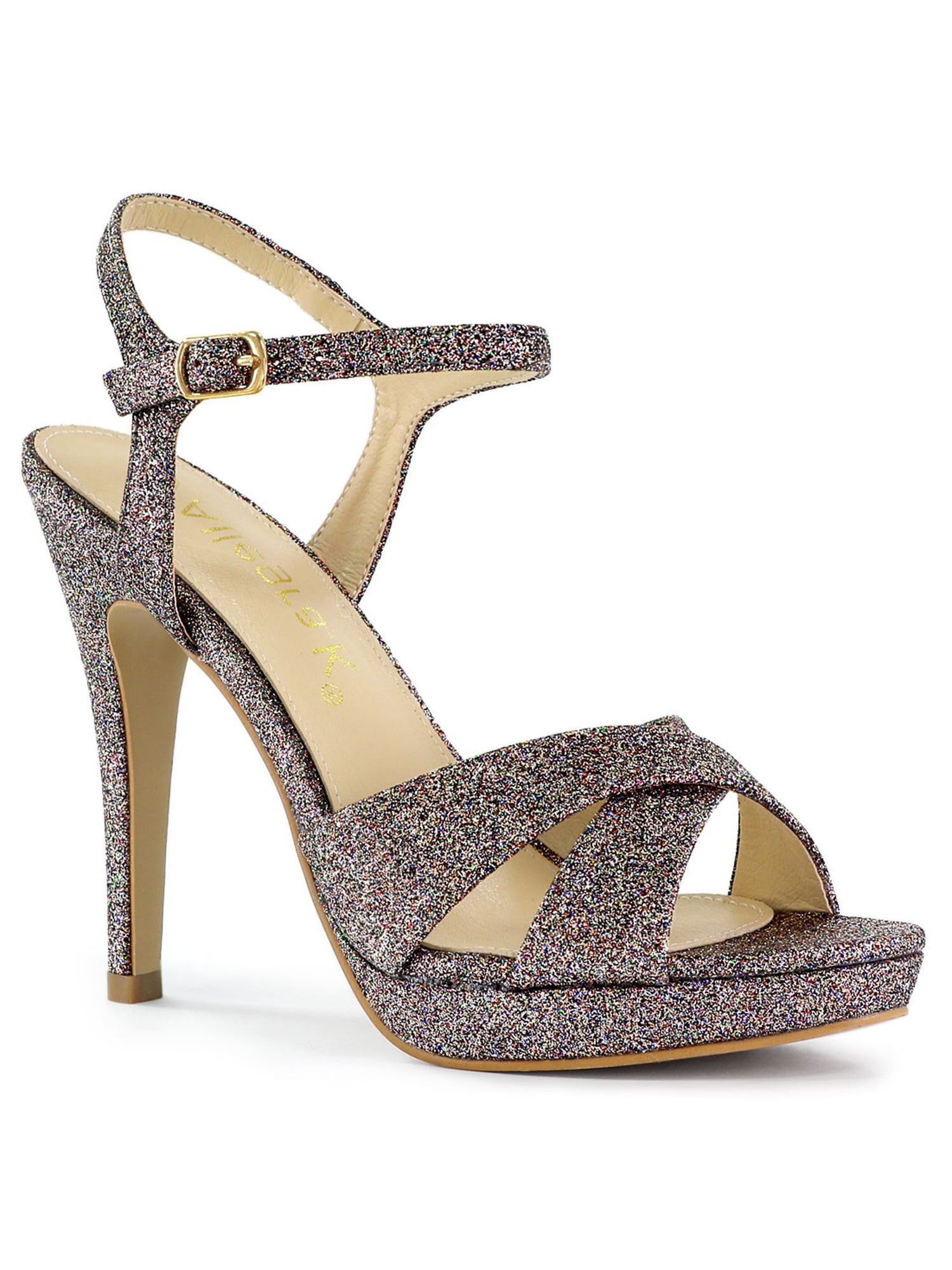 Allegra K Allegra K Women's Glitter Slingback Platform Stiletto Heels