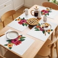 thumbnail image 5 of Tropical Floral Placemats Set&nbsp;of&nbsp;6 Vintage Red Yellow Orange Hibiscus Floral Green Leaf Heat Insulation Washable Place Mats, Non-Slip Table Mats for Dining Table Party Kitchen,13x19 Inch, 5 of 9