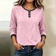 thumbnail image 3 of Perfectbot Women's Raglan 3/4 Sleeve Tee Contrast Trim Henley Neck Casual Fall Everyday T-Shirt, 3 of 8