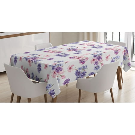 

Watercolor Tablecloth Floral Pattern with Wedding Inspired Blossoming Nature Bridal Bouquet Rectangular Table Cover for Dining Room Kitchen 60 X 90 Inches Lilac Lavender Pink by Ambesonne