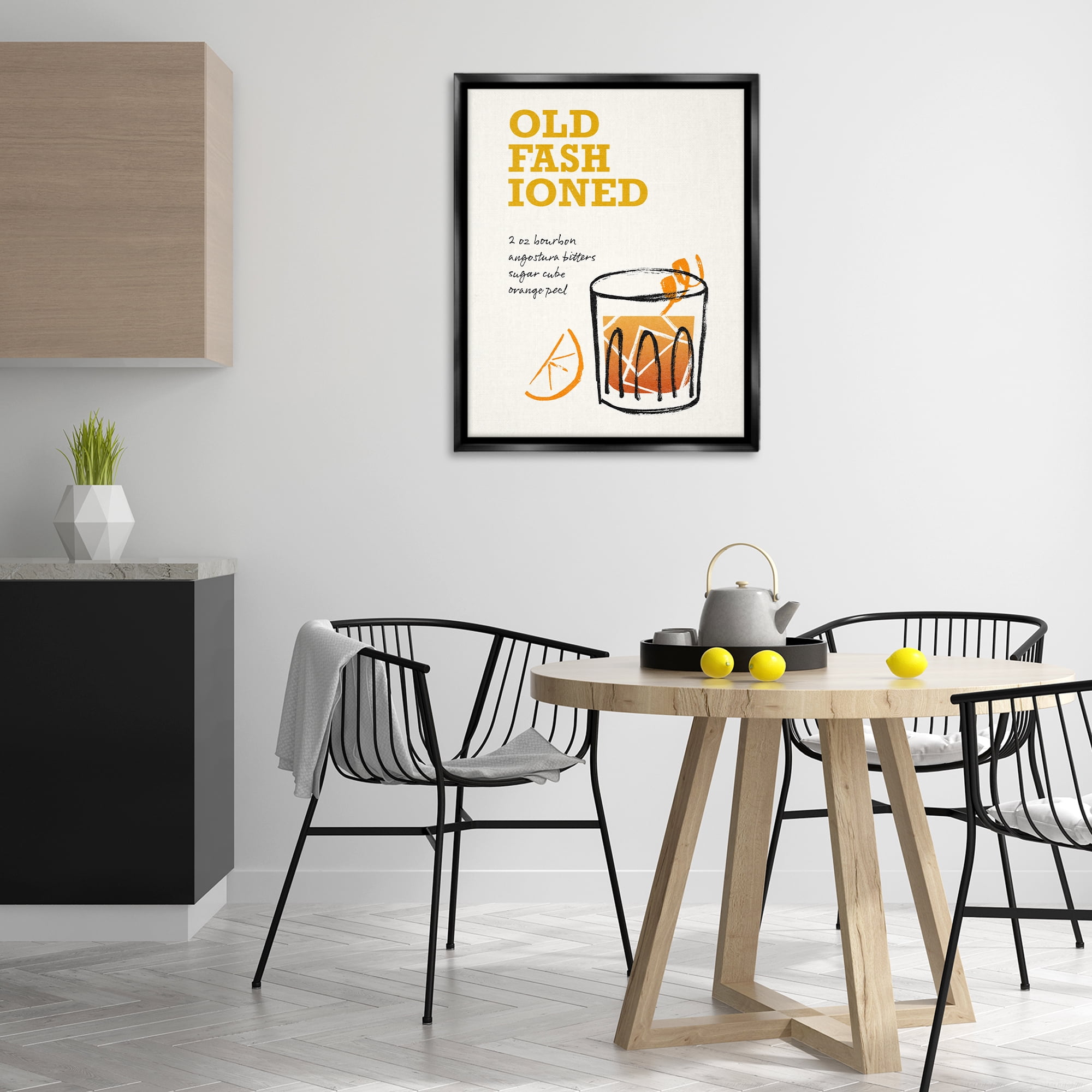 Stupell Industries Old Fashioned Recipe Food & Beverage Painting Black Floater Framed Art Print Wall Art, 25 x 31