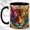 Black, variant on Mosaic Tiger Coffee Mug, Floral Wildlife Mug, Ceramic 11 oz