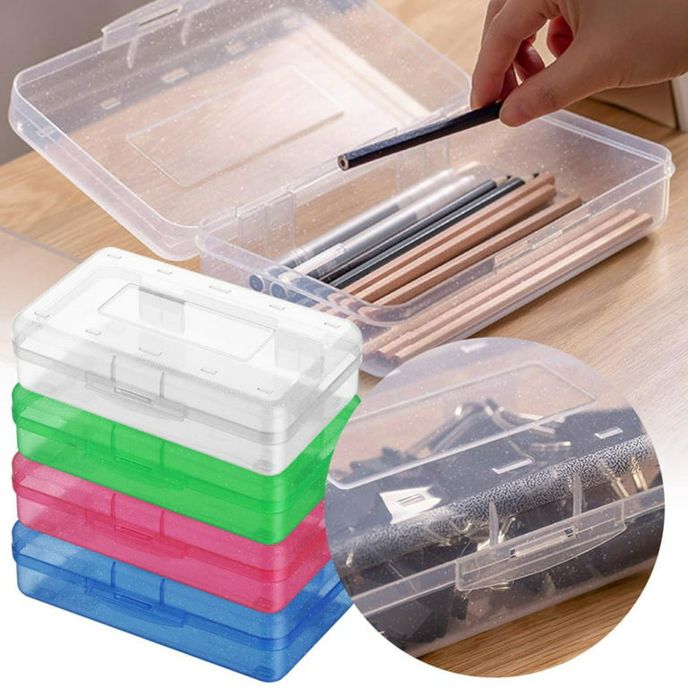 Qweryboo 4 Pack Stackable Pencil Box, Plastic Large Capacity Pencil Case,  Crayon Boxes with Snap Tight Lid for Kids School Supplies