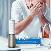 BESTOPE Water Flosser Cordless Dental Irrigator Rechargeable Teeth Cleaner Portable Oral Irrigator with IPX7 Waterproof, 3 Modes, Semi-Hidden Water Tank, 4 Interchangeable Jet Tips for Home and Trave