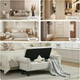 thumbnail image 6 of Storage Bench, 50" Queen End of Bed Bench, Linen Tufted Button Upholstered Bedroom Bench, Storage Ottoman with Rolled Arms, Window Bench with Storage, for Living Room, Entryway Beige, 6 of 12