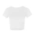 thumbnail image 4 of B91xZ Womens Trendy Tops Loose Fit V Neck Cotton Basic Solid Color Tees Tops,White S, 4 of 5