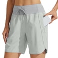 thumbnail image 2 of HAJWOH Women's 7" Athletic Long Running Shorts Workout Gym Quick Dry Hiking Shorts High Waisted Zipper Pocket, 2 of 5