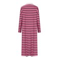 thumbnail image 4 of Womens Striped T-Shirts Dresses Casual Long Sleeve V Neck Loose Fit Split Knit Maxi Dress, 4 of 5