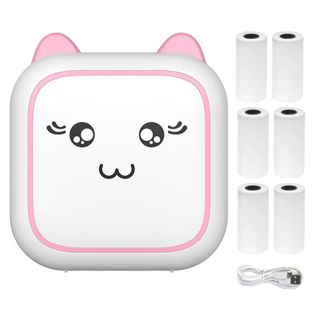 Mini impresora de bolsillo BT, impresora térmica portátil con 6 rollos de papel para regalo de niños