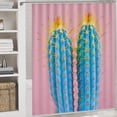 thumbnail image 5 of Shower Curtain 4 Piece Set Colorful Blue Succulent Bath Mat U-Shaped Floor Mat Toilet Lid Oval Rug Blue Botanical Watercolor 12 Hooks for Bathtub Decor 72inch X 72inch, 5 of 8
