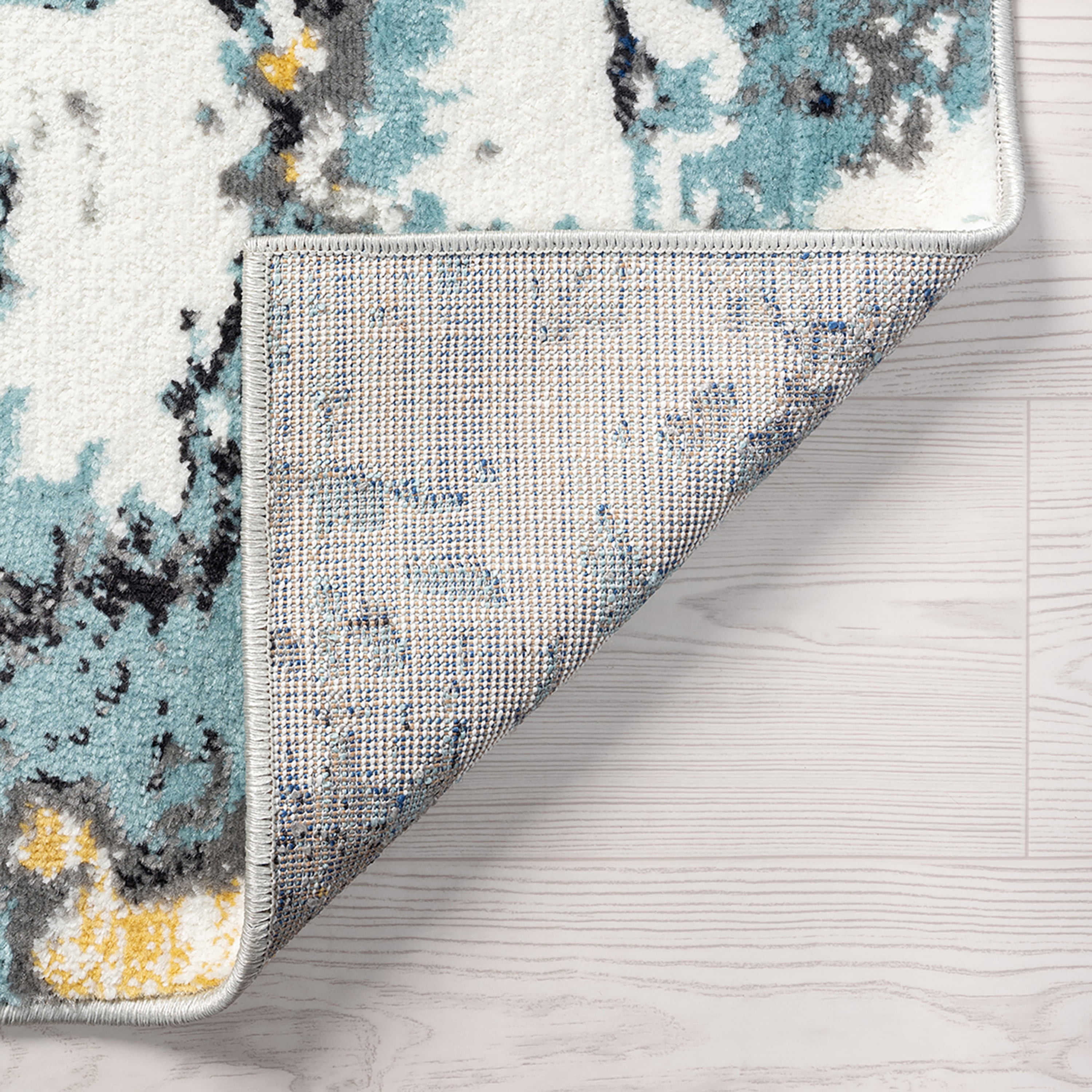 Contemporary 5x8 Area Rug (5'3'' x 7'3'') Abstract Blue, Gray Living Room Easy to Clean