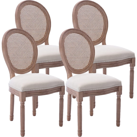 Sumdeal French Dining Chairs Set, Upholstered Vintage Farmhouse Chair,Mid Century Fabric Chair with Solid rubberwood Leg for Dining Room Bedroom Kitchen Restaurant