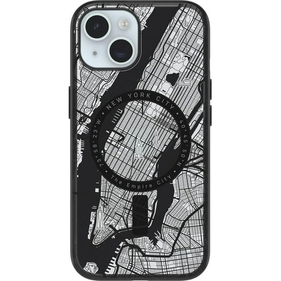 OtterBox Clear case with Colorful Grip Edge case for iPhone 15 - New York (Black)