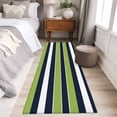 thumbnail image 4 of 2'x6' Rug Runners for Hallways Kitchen, Green Navy Blue Striped Non Slip Entryway Beside Floor Carpet Runner, Farmhouse Stripes Washable Laundry Room Bedroom Throw Rugs Mat for Family Pet, 4 of 8