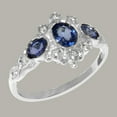 thumbnail image 2 of LBG British Made Classic 925 Sterling Silver Natural Sapphire & Cubic Zirconia Womens Anniversary Ring - 33 size options - Size 5.25, 2 of 5