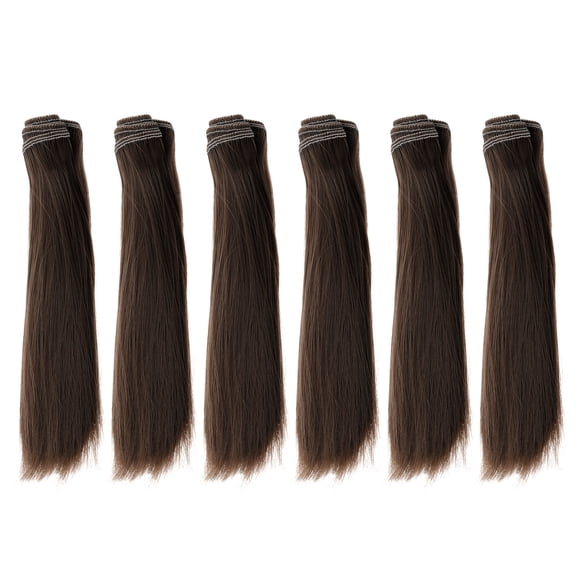 Uxcell 15cm Doll Hair Wefts, 6Pcs Synthetic Straight Hair Doll Wigs, Dark Chestnut
