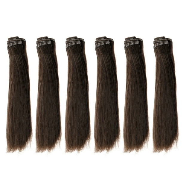 Uxcell 15 cm trenzas de cabello para muñecas, 6 piezas de pelucas de cabello sintético lacio, castaño oscuro