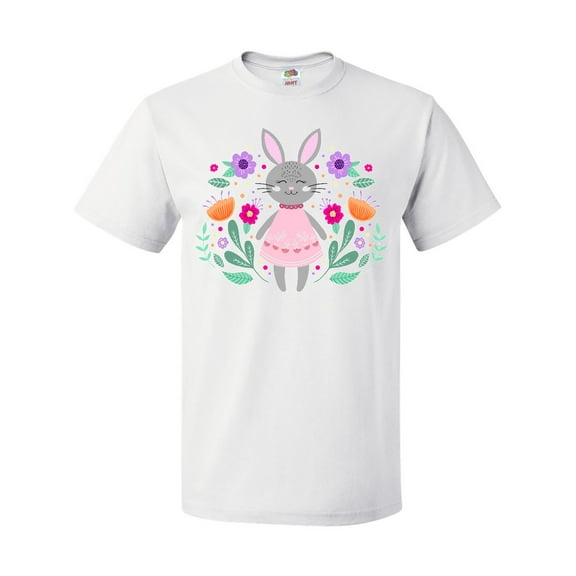 Inktastic Easter Scandinavian Bunny with Flowers T-Shirt