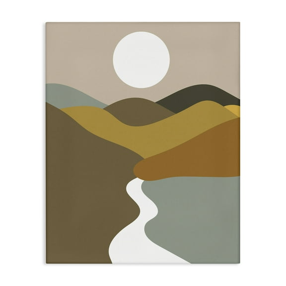 Stupell Industries River Towards Mountains Landscape Painting Gallery Wrapped Canvas Art Print Wall Art, 16 x 20