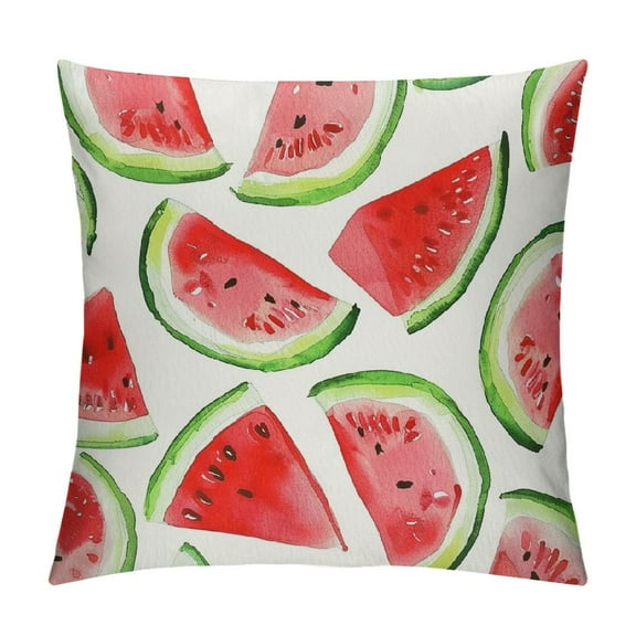 Creowell Watermelon Throw Pillow Covers Multi-Size Summer Fruits Print Pillow Cases Red Green Watercolor Farmhouse Decorative Pillowcase for Sofa Chair Patio Bed Couch
