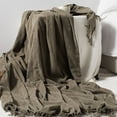thumbnail image 6 of VERAMUSE Chenille Throw Blanket for Couch 55"X75" Lightweight Grey Green Throws for Bed and Sofa, 6 of 7