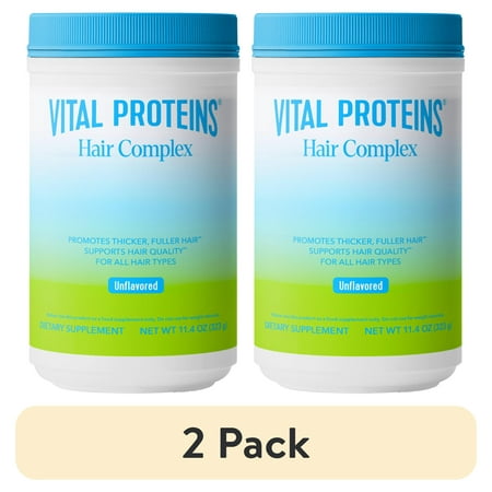 (2 pack) Vital Proteins Hair Complex Powder Vitamin Drink Mix for Women with 10,000mcg Biotin Vitamins, 11.4 oz