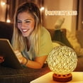 thumbnail image 4 of Rotin Lumire de Nuit, Lampe de table en bois avec abat-jour tiss la main, USB rechargeable, Lampe d'Ambiance de Chambre en Rotin et Bois pour chambre, 4 of 5