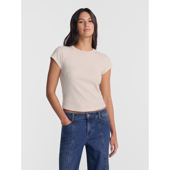 No Boundaries Waffle Knit Tee, Women’s XXS-XXL