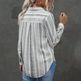 thumbnail image 3 of Camisa de rayas verticales Blusas de rayas de fibra de poliéster transpirables de manga larga con solapa a rayas para mujer para uso diario Negro L, 3 of 5