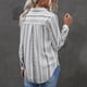 thumbnail image 3 of Camisa de rayas verticales para mujer, blusas a rayas de fibra de poliéster transpirables de manga larga con solapa a rayas para uso diario, 3 of 5